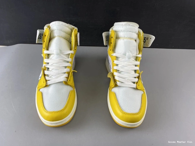Off-White 1 Air Powder x White Jordan AQ0818-149 Dark NRG Yellow-Cone 0802
